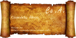Csanády Ákos névjegykártya